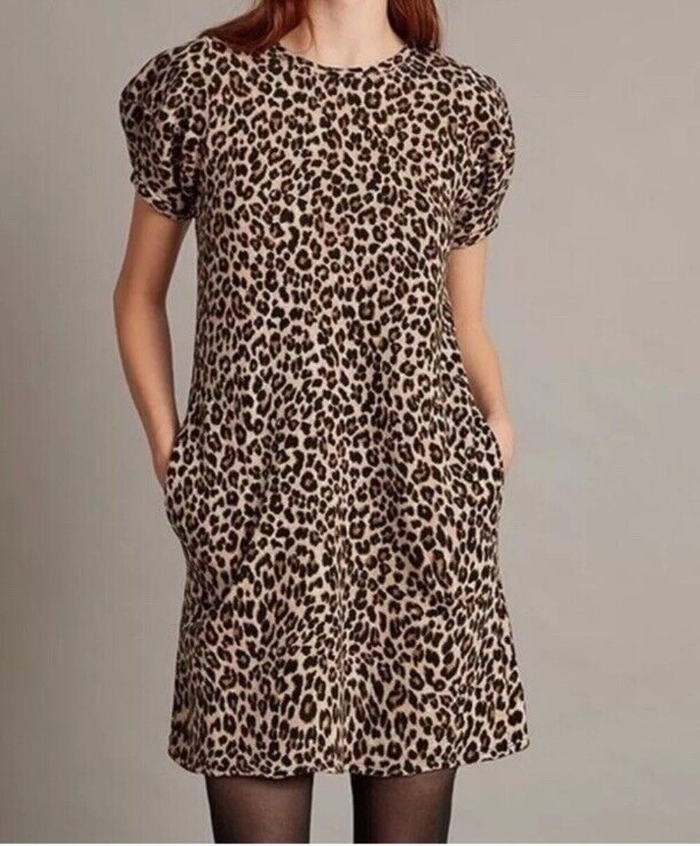 Velvet Graham & Spencer Fleece Jolene Puff Sleeve Dress Leopard Anthropologie M